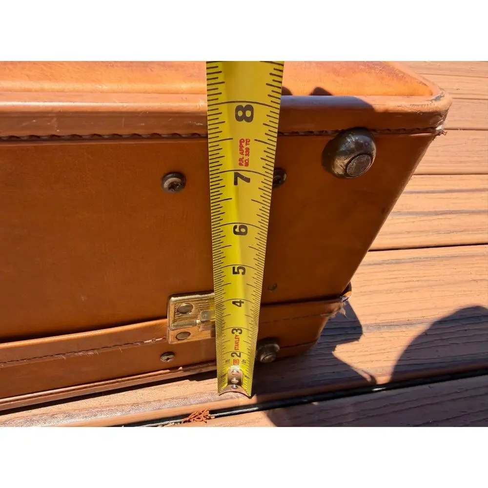 Vintage Large Hartmann Full Leather Suitcase w/ Belting Tan Luggage Travel Case